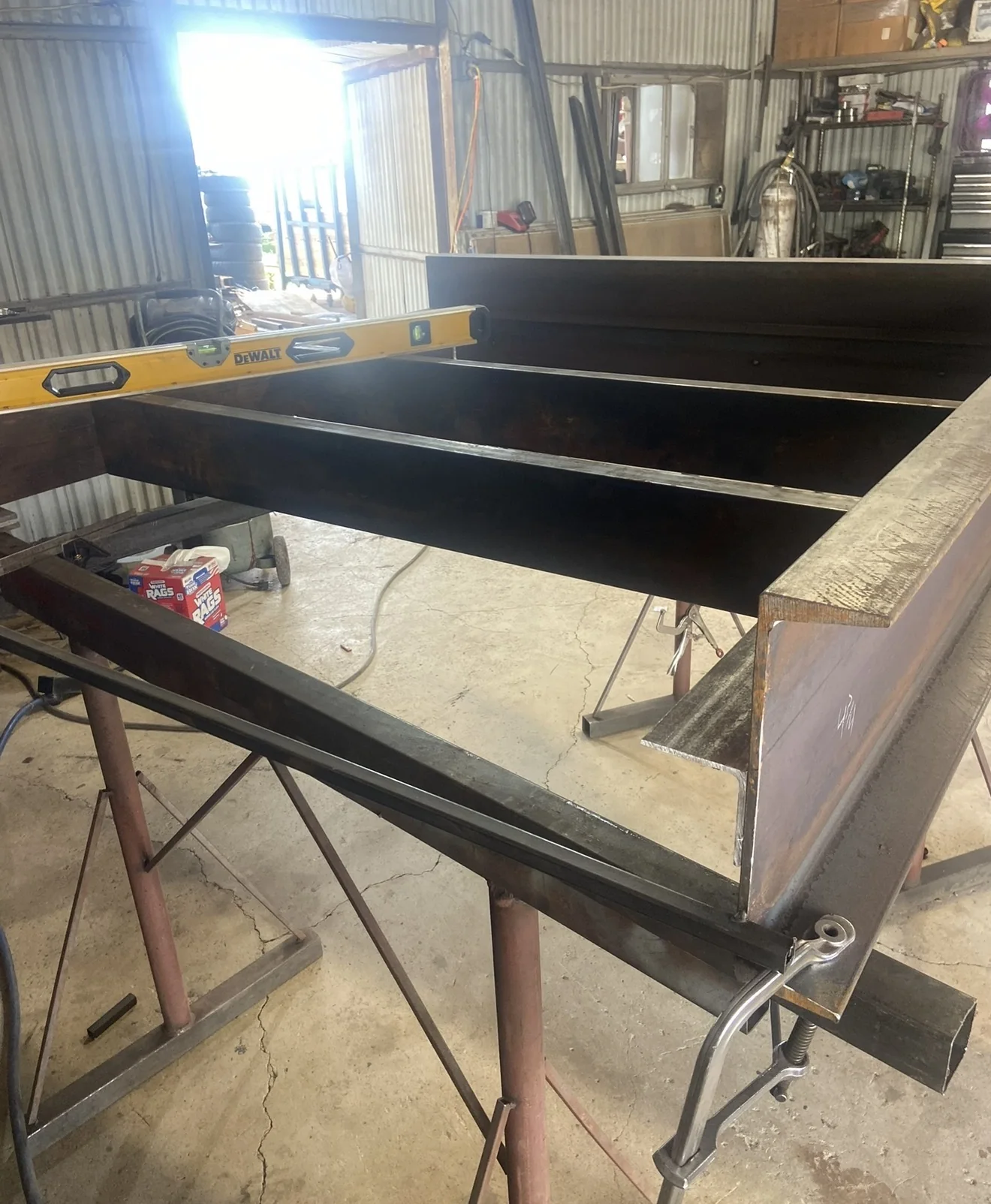 Custom steel fabrication in the shop